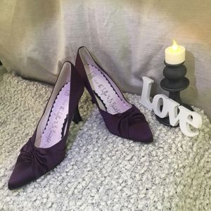 Lulu Guinness Purple Satin Ribbon Pump